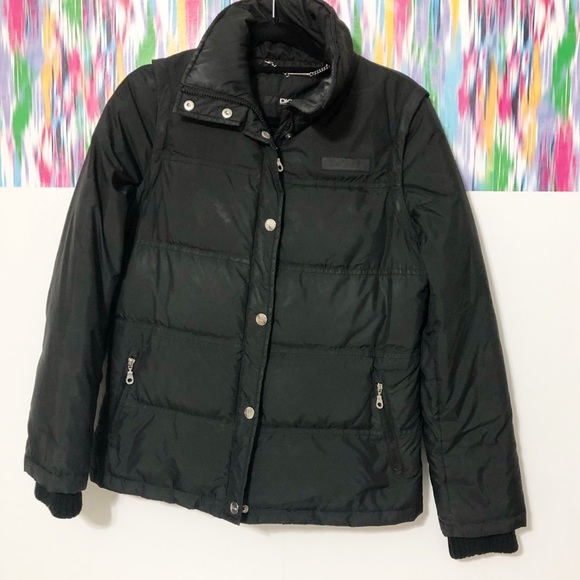 Dkny Jackets & Blazers - DKNY black puffer long sleeve button up coat